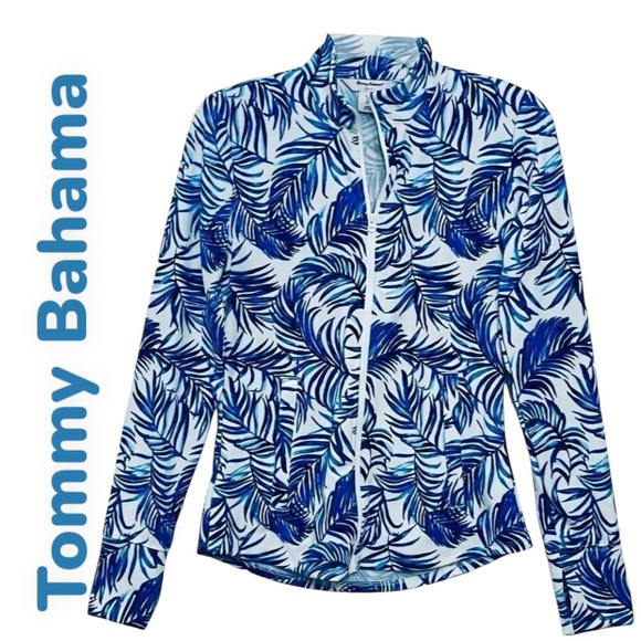 Tommy Bahama Golf Jacket Activewear Full Zip Blue Tropical Zip/Pockets S NWOT - Picture 1 of 11